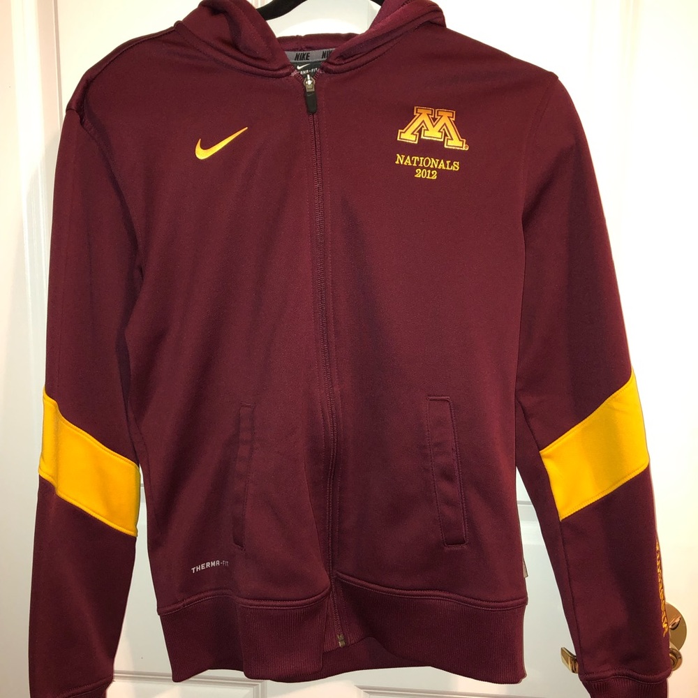Minnesota full zip maroon and gold sweatshirt